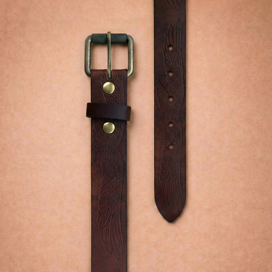 Bellvari Serpent harness leather belt detail shot.