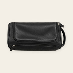 Black leather dopp kit — top view  — view 6