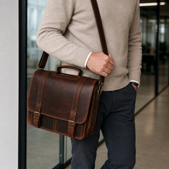 Full-Grain Leather Messenger Briefcase — view 9