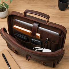 Full-Grain Leather Messenger Briefcase — view 5