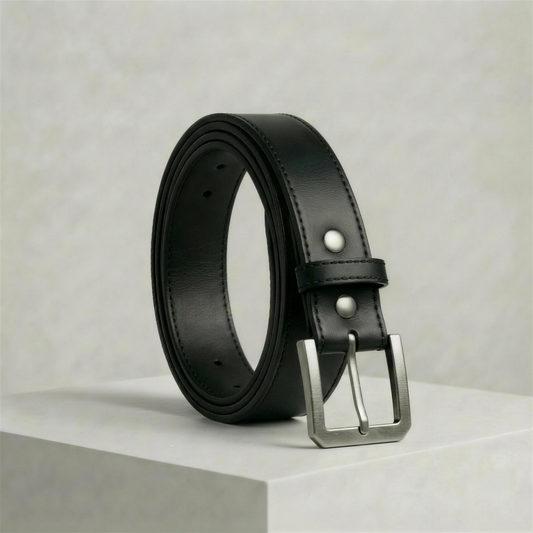 full grain leather dress belt Silver Square Titanium Black this classic dress belt is finished with a logo Premium Full-Grain Leather Belts