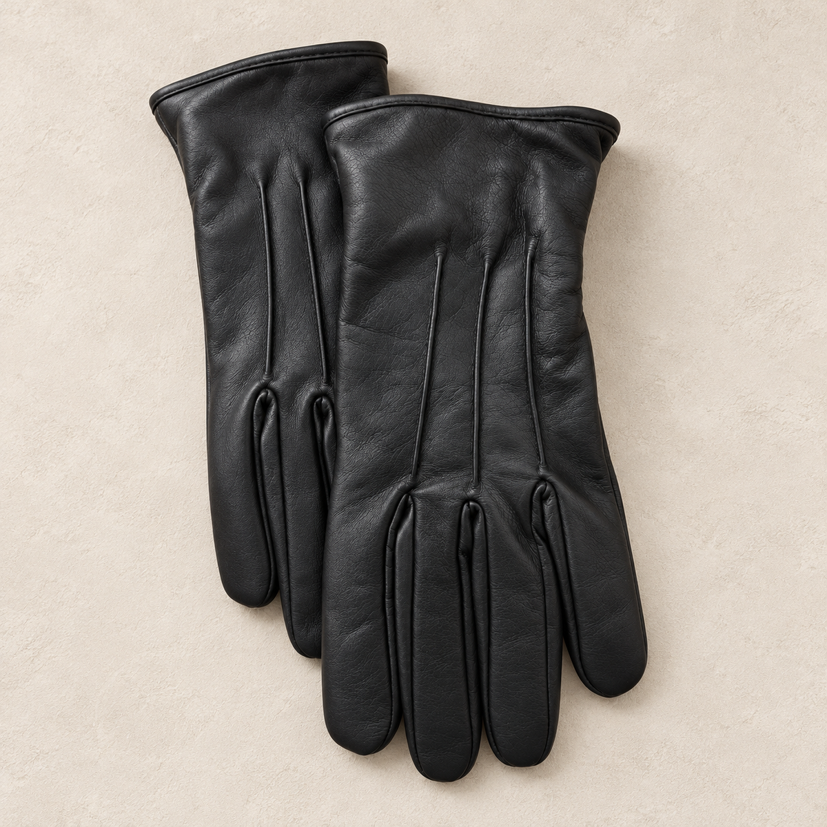 Black touchscreen gloves, front view