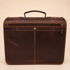 Brown — messenger briefcase back panel with zip pocket — view 6