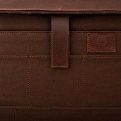 Brown — messenger briefcase organizer panel, leather-trimmed slots and pen loop — view 8