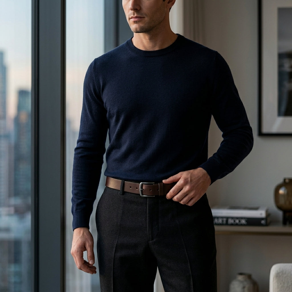 Black wool · Navy knit