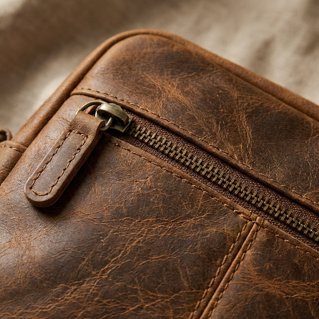 Secure zip back pocket.